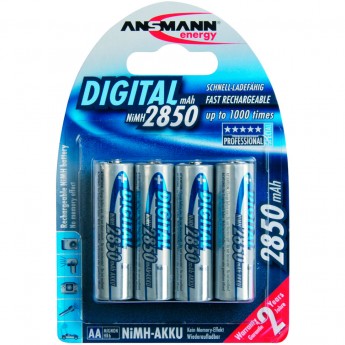 Аккумуляторы Ansmann 2850 4шт Аккумуляторы формата АА. Емкость 2850 мА/ч. Подходят для металлоискателей, которые работают от пальчиковых батареек.